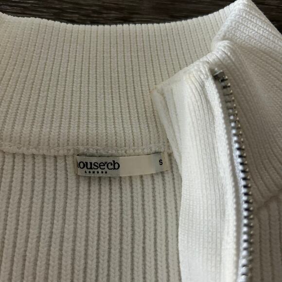 NWOT House of CB Reeva White Balloon Sleeve Ribbed Sweater Zip Top Size Small - Picture 15 of 16